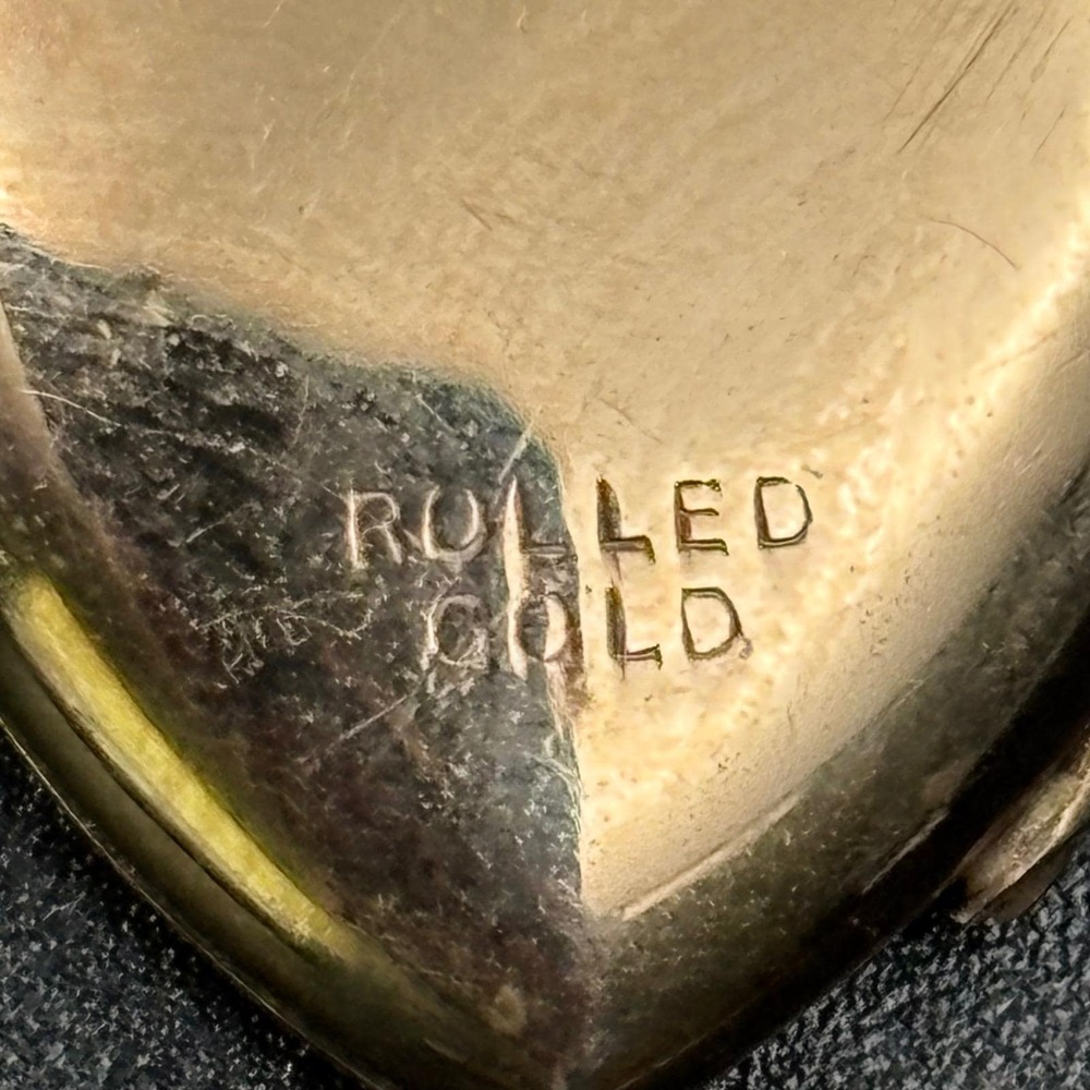 Vintage Rolled Gold Heart Photo Locket Etched Floral Gold Tone 0.85" - Picture 7 of 10